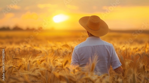 a man in a field with grain