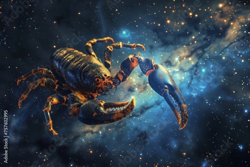 Scorpio Zodiac Sign, Horoscope Symbol, Magic Astrology Scorpion, Scorpio in Fantastic Night Sky