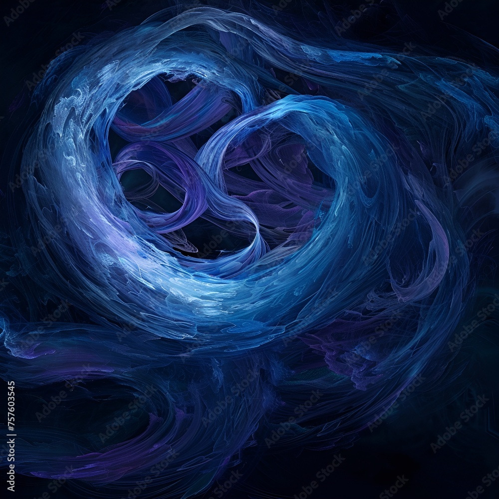 Fototapeta premium Blue and Purple Abstract Waves Rotating on Dark Background