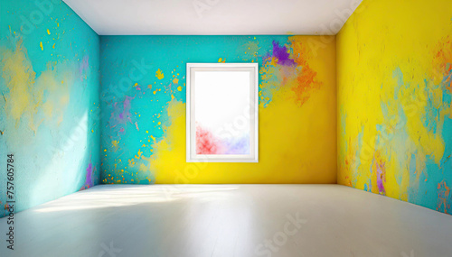Kolorowe puste pomieszczenie 3d, projekt
