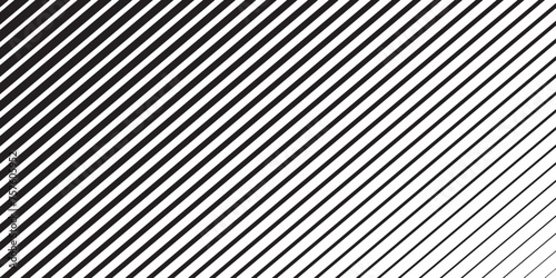 Fading diagonal lines. Black slanted parallel stripes on white background. Oblique straight strips print with gradient effect. Tilted streaks wallpaper. Vector graphic illustration