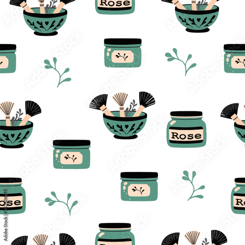 Pattern minimal simple hand drawn outline feminine infographic for fashion, spa, beauty, make up bloggers. set of symbol for body skin care. 