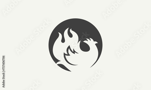 chicken icon abstract simple logo design vector illustration