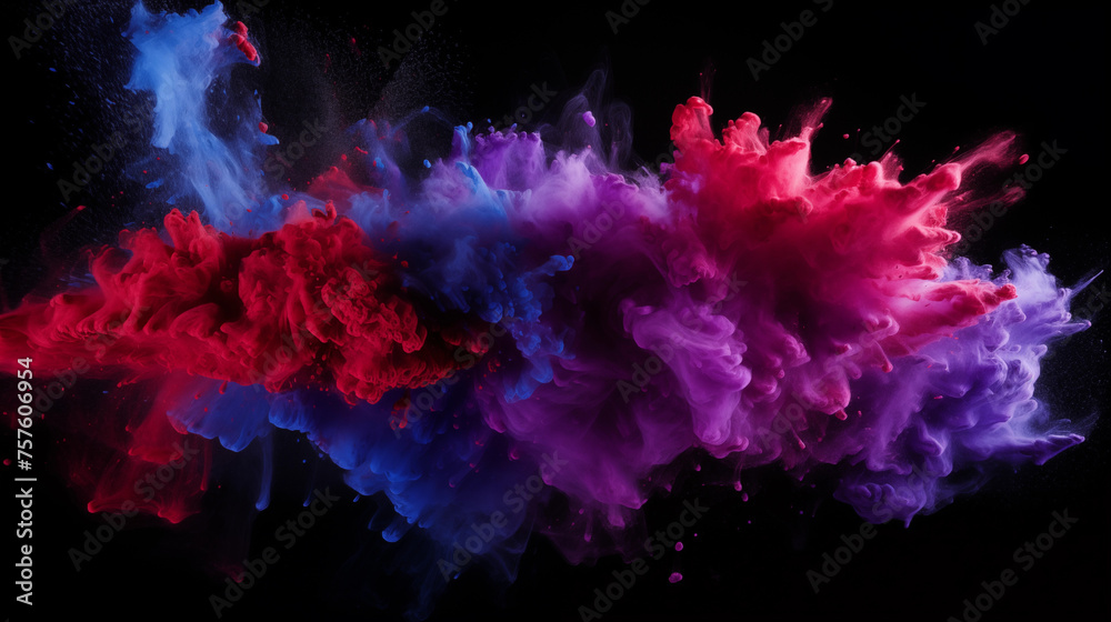Colorful Powder Explosion - Red, Blue And Purple Powder