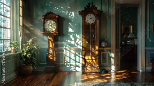 Persistence of Time A Grandfather Clocks Melting Moment in a Sunlit Room