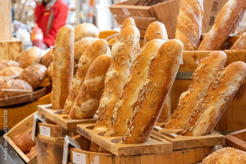 Breads and baked goods in a store