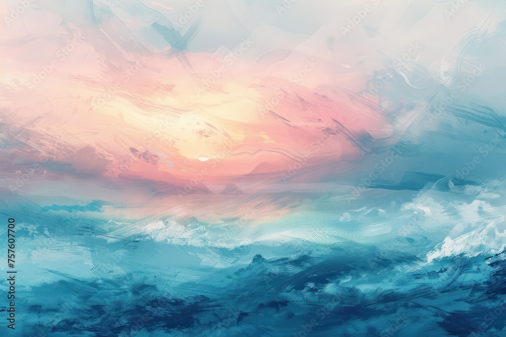 Ethereal abstract landscapes using digital brush strokes and a pastel color 