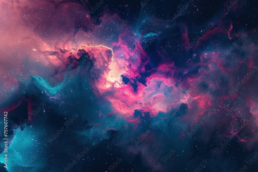 Cosmic abstract scenes blending nebulas and starfields with digital art techniques