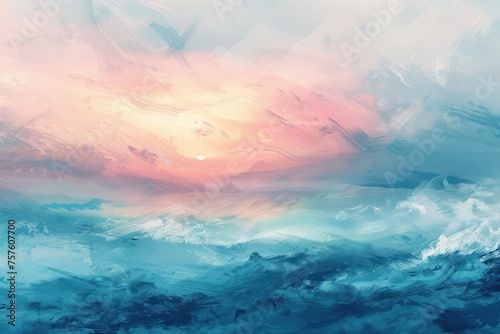 Ethereal abstract landscapes using digital brush strokes and a pastel color 