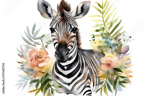 illustration cub wild animals zebra watercolor