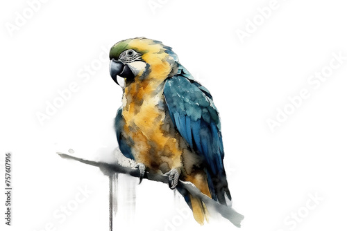 parrot background Yellow Watercolor blue
