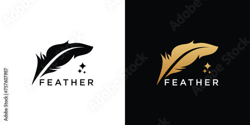 Feather signature pen logo. Feather signature logo design inspiration	
