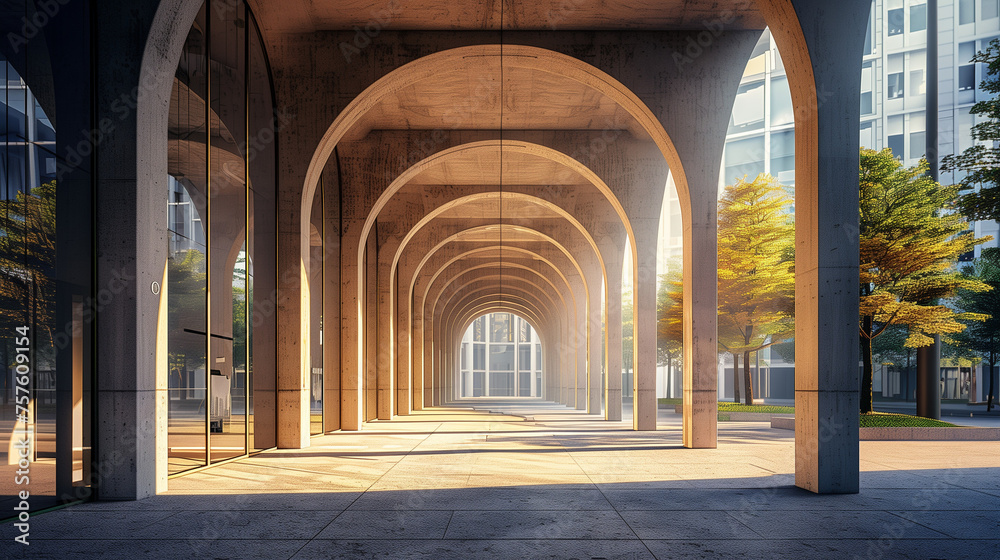 Sunlit Arches in Modern Architecture, Urban Landscape
