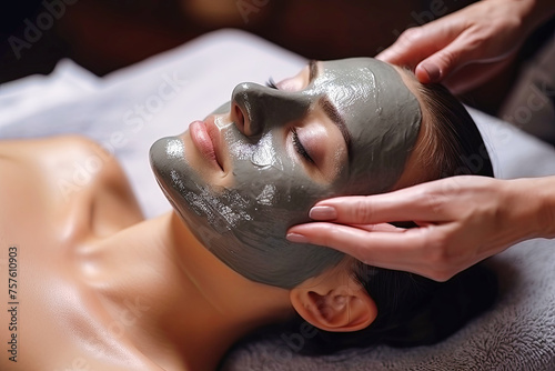 Sanatorium-resort treatment. Facial massage with a moisturizing mask