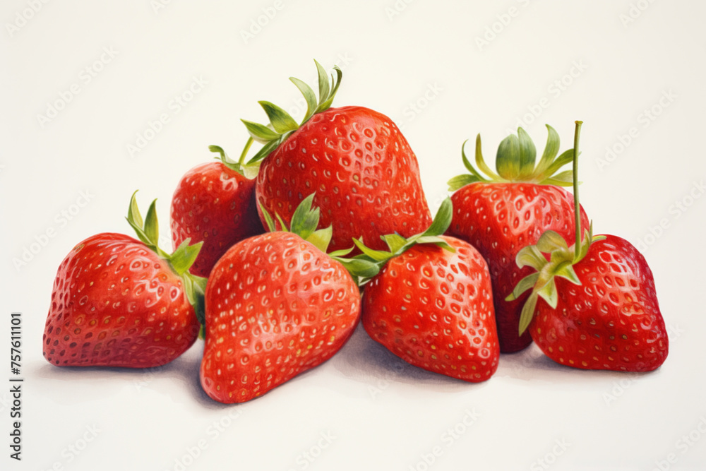 Watercolor illustration of ripe strawberries on white background Watercolor illustration of ripe strawberries on white background