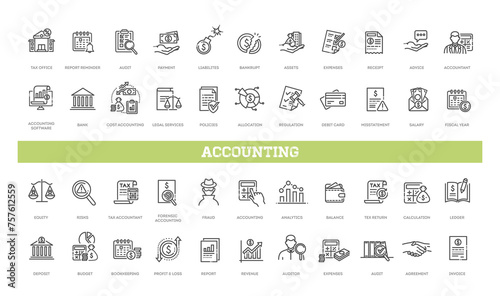 Accounting, audit, taxes icons set