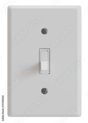 One switch with white base and two metal screws. Isolated. Transparent background for composition. photo