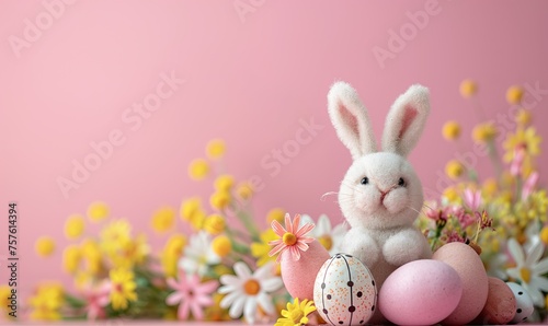 Easter greeting card with pink background.