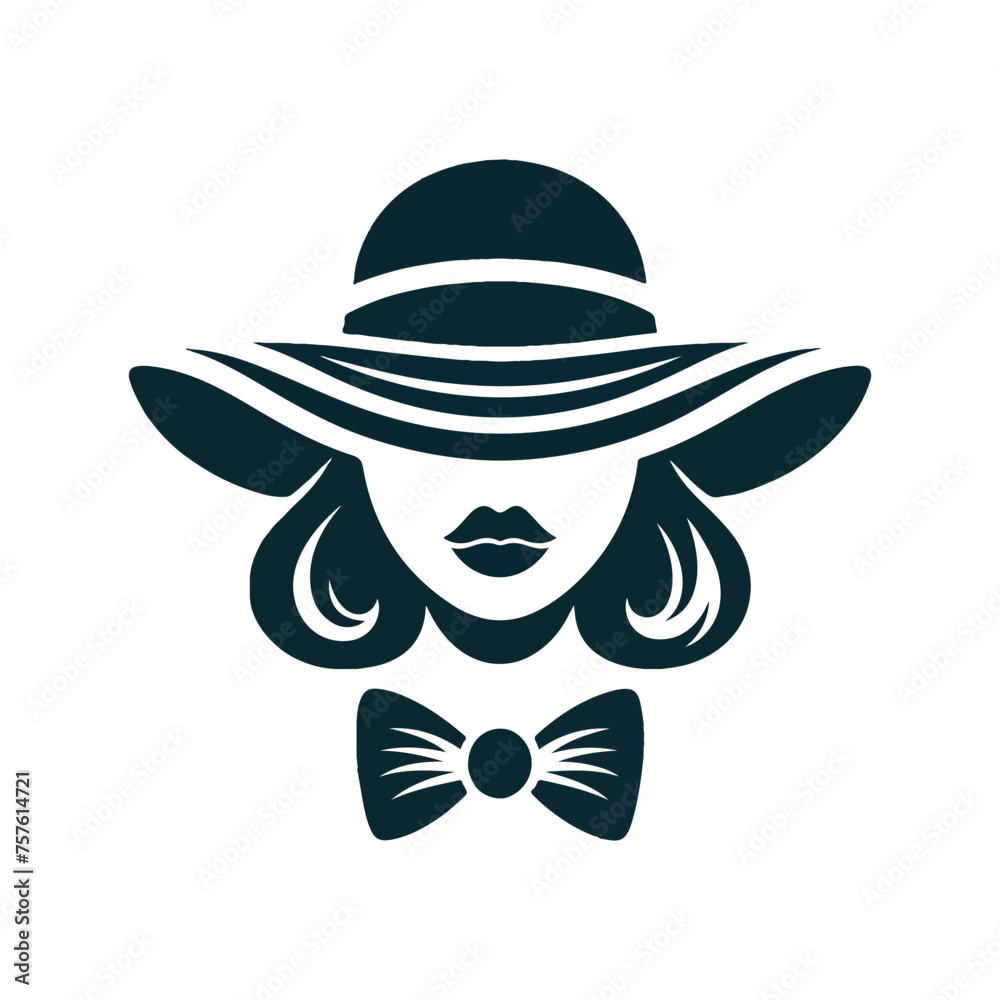 Vector flat design Women hat fashion and beauty logo design, Generative Ai Vector flat design Women hat fashion and beauty logo design, Generative Ai