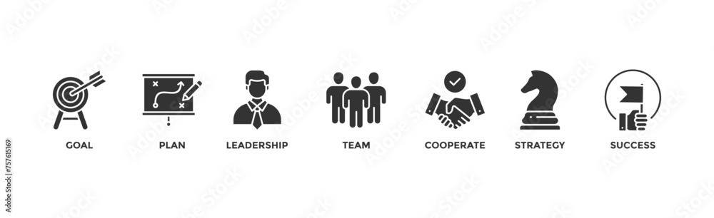 Mission banner web icon vector illustration concept with icon of goal, plan, leadership, team, cooperate, strategy and success Mission banner web icon vector illustration concept with icon of goal, plan, leadership, team, cooperate, strategy and success