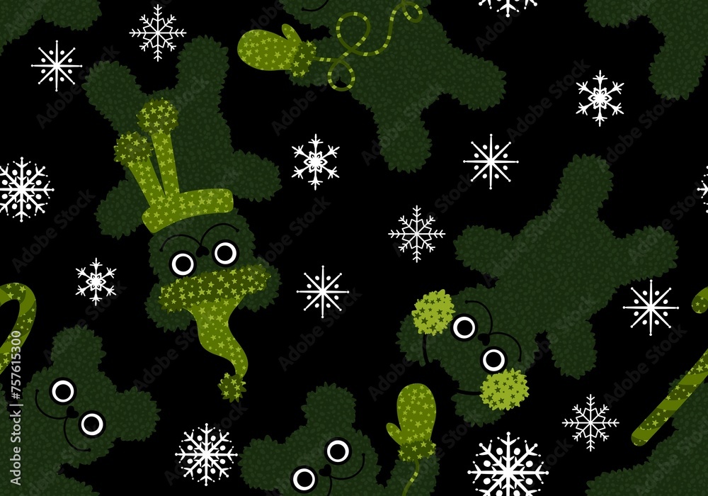 Christmas animals seamless bears with gloves and hats pattern for wrapping paper and fabrics and new year accessories Christmas animals seamless bears with gloves and hats pattern for wrapping paper and fabrics and new year accessories