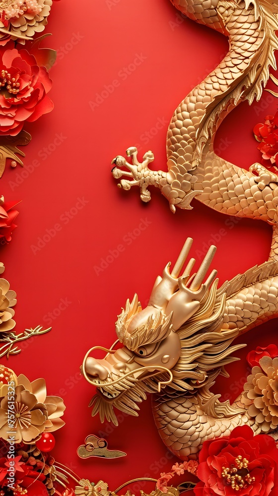 custom made wallpaper toronto digitalChinese New Year Celebration card with gold Dragon design