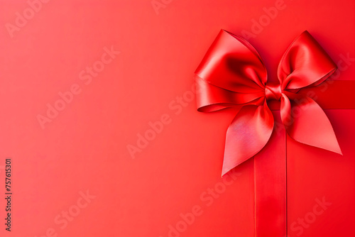 Red Bow on Pink Background.