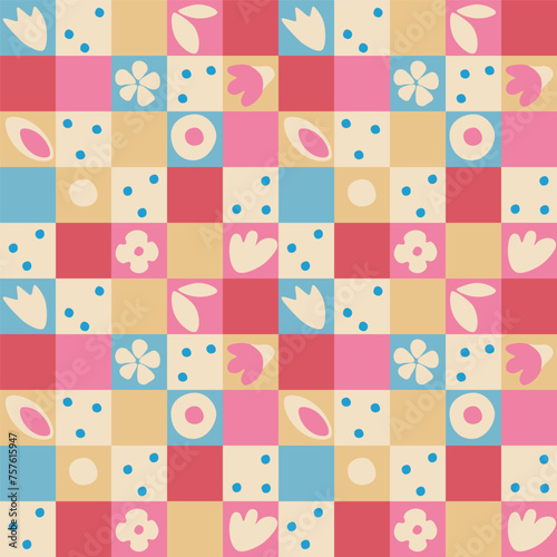 Cute pattern with natural elements. Flat, simple, delicate. Vector illustration