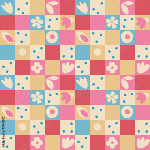 Seamless cute pattern with natural elements. Flat, simple, gentle. Vector illustration