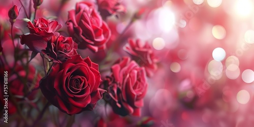 red roses on a blurred background Generative AI