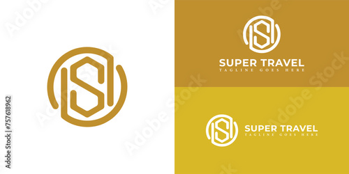 Abstract initial letter SU, US, ST, or TS logo in yellow color isolated in multiple background colors. The logo is applied for travel business logo design inspiration template