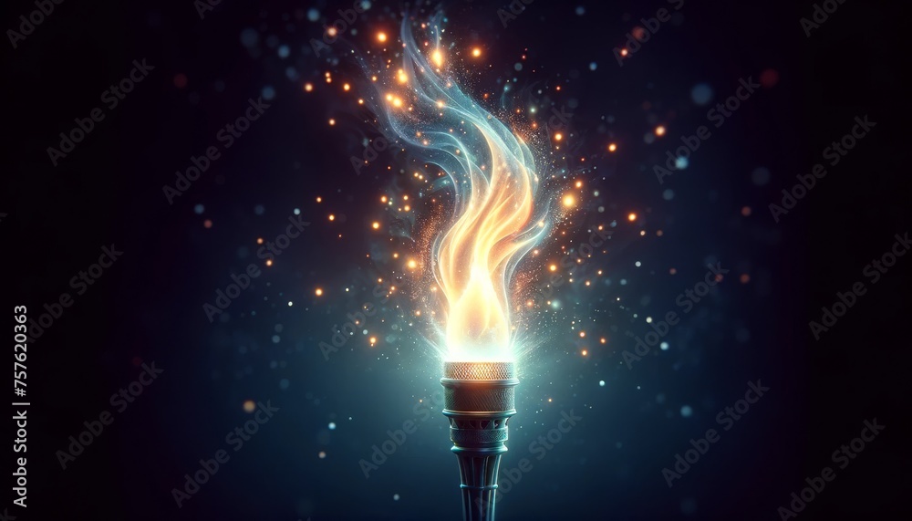 Magical Torch Blazing with Blue and Orange Flames