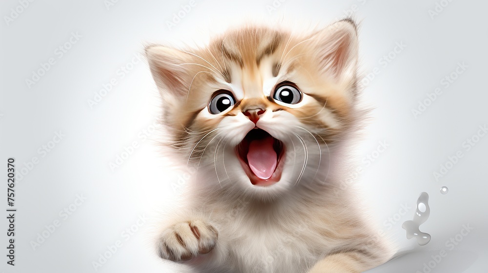 smilling cute cat with white background