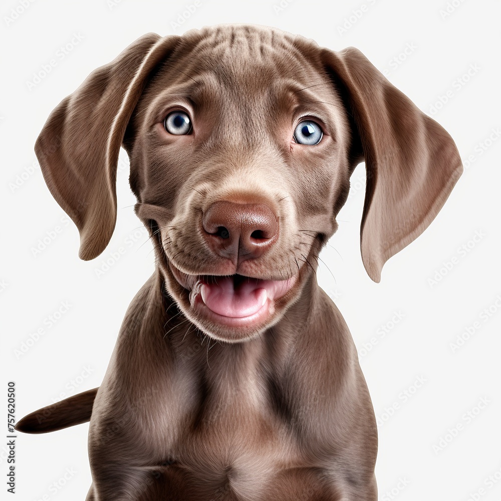 dog smiling wiht white background