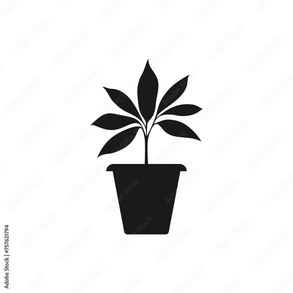 Plants in a pot. Flowerpot icon flat style isolated on white background. Vector illustration Plants in a pot. Flowerpot icon flat style isolated on white background. Vector illustration
