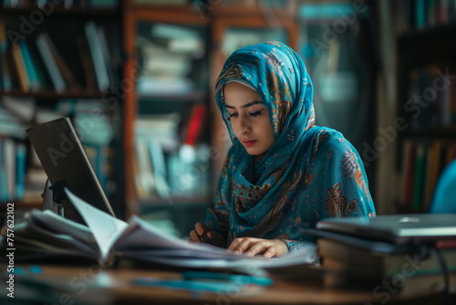  Muslim woman at the office. Ai generated image