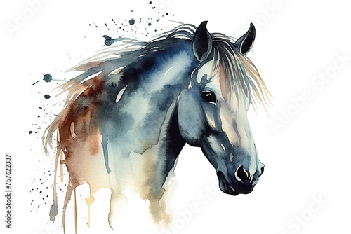horse watercolor Wet head Vector