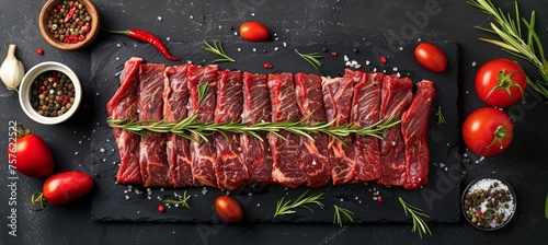 Assorted asian sliced raw wagyu beef for barbecue grilling, chinese, japanese, korean cuisine