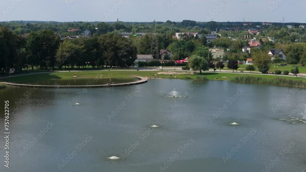 Beautiful Landscape Fountain Borki Lagoon Radom Aerial View Poland Beautiful Landscape Fountain Borki Lagoon Radom Aerial View Poland
