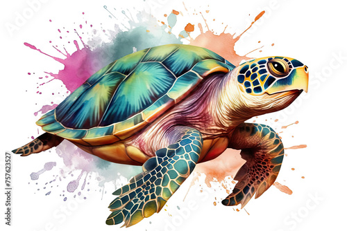 colourful Watercolour vector3 turtle