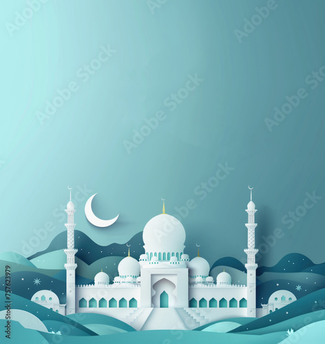 Mosque greeting card Islamic Ramadan banner