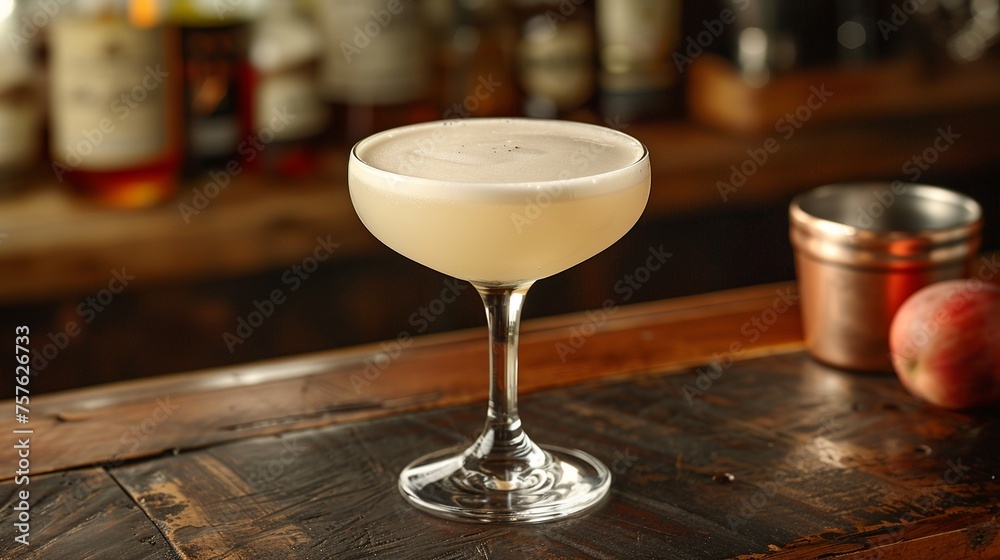 Creamy Frothed Daiquiri Cocktail on Rustic Wooden Bar Creamy Frothed Daiquiri Cocktail on Rustic Wooden Bar