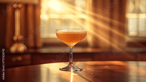 Radiant Daiquiri Cocktail in Sunbeams on Polished Wooden Surface