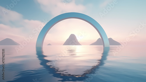 There is a big arch in the center