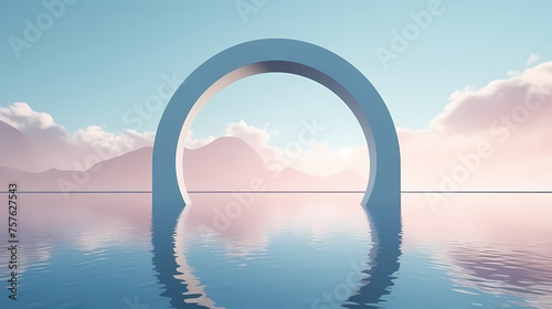 There is a big arch in the center