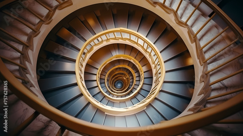 Top down view of spiral staircase