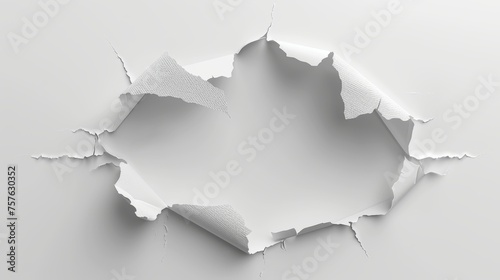Single white torn paper piece design isolated on white background for creative projects
