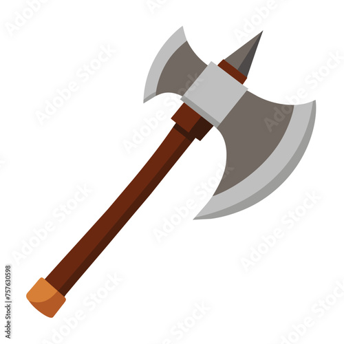 Vector an axe with a wooden handle with flat illustration style