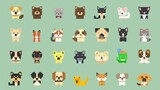 (28) Playful pet icon pack in pixel art retro style