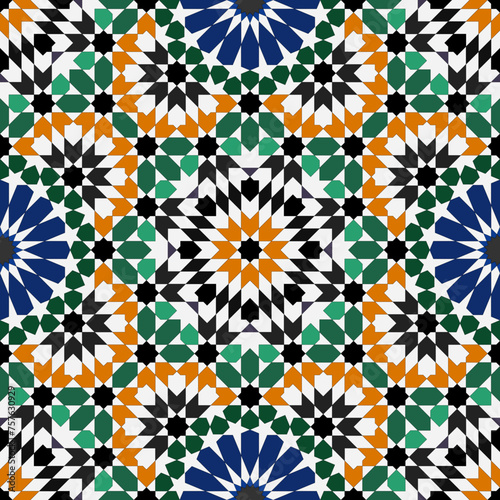 Moroccan Zellij  Shapes - The Art of Mosaic Tiles - 2024 (Pixel Perfect Design to repeat both horizontally and vertically)(White background also cut into shapes)